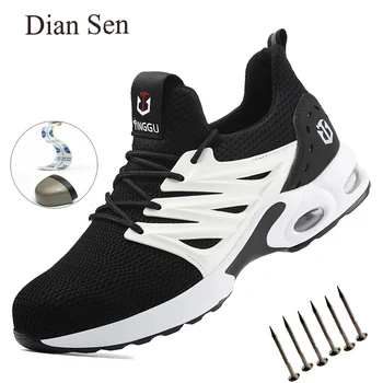 Diansen/ Весенняя Женская Рабочая обувь; Мужская Защитная Рабочая обувь Со Стальным носком с защитой от ударов; Мужские кроссовки Zapatos De Seguridad Hombre