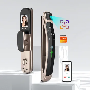 Умный Дом Tediton Автоматическое 3D Распознавание лиц Wifi Умный Дверной замок с отпечатком пальца