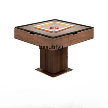 Новый стол для маджонга из массива дерева в китайском стиле, автоматическая электрическая машина для маджонга из черного ореха, Обеденный стол двойного назначения