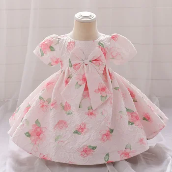 Элегантный костюм LZH для новорожденных девочек, платья принцессы с милым бантом и цветами для маленьких девочек, день рождения, свадебное бальное платье