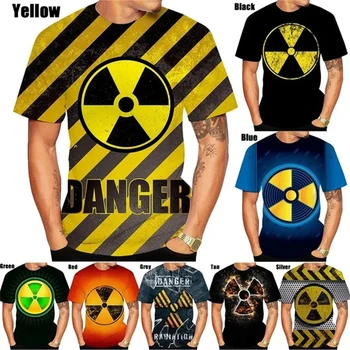Новая летняя повседневная футболка с 3D-принтом Radiation, индивидуальность, мода, унисекс, хип-хоп, круглый вырез, Топы с короткими рукавами, Классическая футболка для мужчин