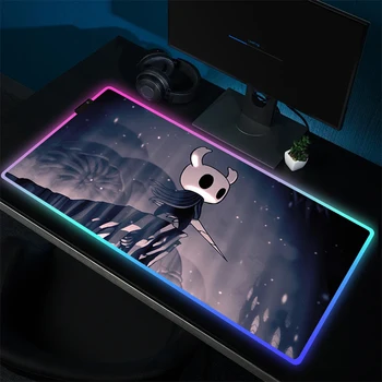 RGB Большой игровой коврик для мыши Hollow Knight Нескользящий коврик для мыши со светодиодной фиксацией края, коврик для мыши, Аниме Резиновый ковер, HD Печатные накладки для клавиатуры