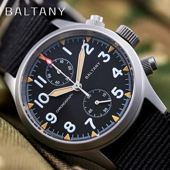 Мужские кварцевые часы Baltany с пилотным хронографом, наручные часы 10ATM, водонепроницаемый Сапфировый Винтажный Многофункциональный Военный Reloj Hombre