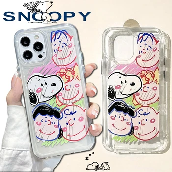 Аниме Снупи Чехол для телефона Snoopy's Friends для iPhone 14 13 12 11 Pro Max Силиконовый Противоударный Для iPhone X XS Max XR 6 7 8 Plus SE