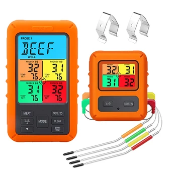 Цифровой термометр для мяса барбекю для духовки Thermomet с таймером, 4 датчиками, сигнализацией температуры, Кухонный термометр