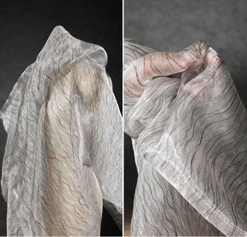 Черный ламинированной хлопковой нити течет текстура органзы фон творческий DIY Одежда Ткани