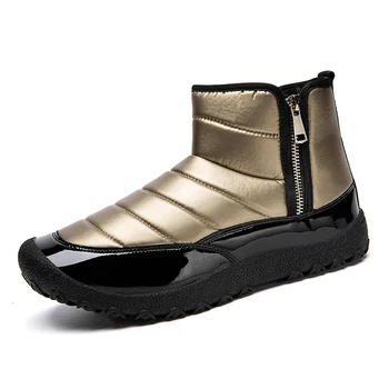 Классическая зимняя короткая обувь для мужчин, водонепроницаемые теплые плюшевые зимние ботинки до щиколотки, мужские походные спортивные ботинки на пуху, противоскользящая обувь