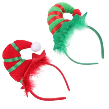 2шт Рождественская вечеринка, шляпа эльфа, головной убор, реквизит, Рождественские ленты для волос, Рождественский реквизит