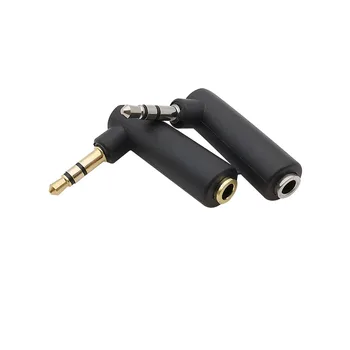 3-полюсный штекер 3,5 мм под прямым углом к гнезду 3,5 мм Стерео Аудио Разъем для наушников, L-образный адаптер 90 градусов