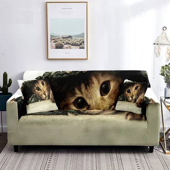 Чехол для дивана Cat с 3D Принтом Животных И Рисунком На Тему Домашних Животных, Удобный Эластичный Чехол, Моющаяся Защита мебели от Пятен пыли