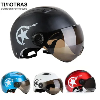 Шлем для лица, Мотоциклетные открытые козырьки с двумя линзами, Мужские И Женские Летние шлемы для электровелосипедов, Скутеры, Мотоциклетные шлемы для мотобайков