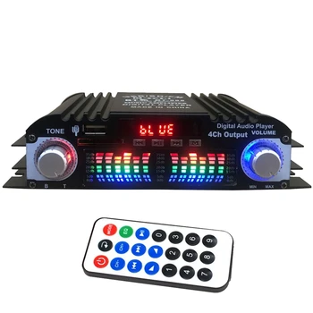 Аудиоусилитель, 4-канальный цифровой усилитель звука для домашних аудиосистем, автомобиля, караоке, Поддерживает USB SD AUX