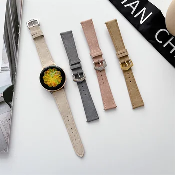 20мм 22мм Кожаный Ремешок Для Samsung Galaxy watch 5/pro/4/classic 44мм 40мм Active 2/3/S3/Huawei GT-2-Pro Часы-браслет с 4 ремешками