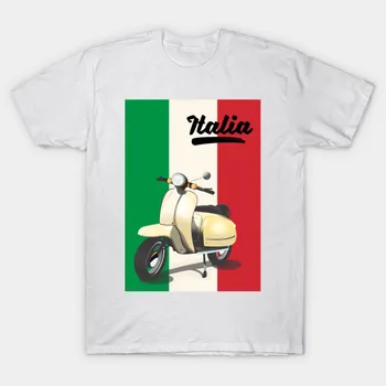 Итальянская винтажная футболка с плакатом о путешествиях на скутере, Забавные футболки Homem из 100% хлопка, уникальные футболки с принтом для взрослых