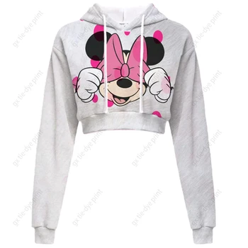 Модная женская толстовка, новая куртка с капюшоном и длинными рукавами с принтом Disney Minnie Mickey Mouse, женская осенняя сексуальная толстовка с капюшоном 2023