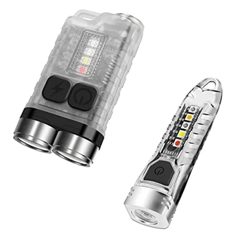 Мини-фонарики-брелки V3, перезаряжаемая светодиодная вспышка USB-C мощностью 900ЛМ с магнитом на хвосте, карманный фонарик V1 IPX6