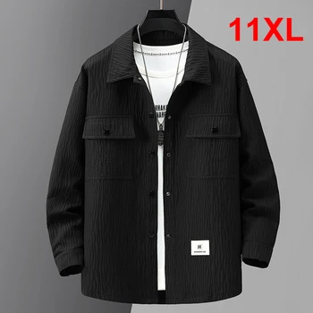 11XL 10XL Куртка больших размеров, мужские однотонные пальто, куртки, весенне-осенняя куртка на пуговицах, мужская верхняя одежда большого размера, черная