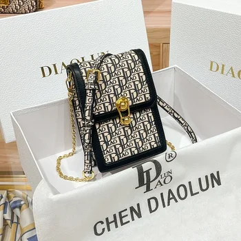 Известная дизайнерская сумка для мобильного телефона класса люкс, мини-цепочка с пряжкой, сумки через плечо, Высококачественный женский кошелек и сумочка