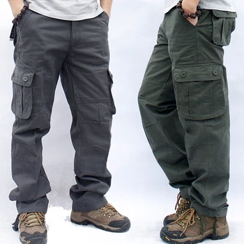 Мужская военная рабочая спецодежда, Свободные прямые тактические брюки, Мешковатые повседневные хлопчатобумажные армейские брюки