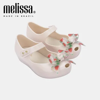 Летние детские желейные сандалии с бантом, детские пляжные тапочки Mini Melissa, милая обувь принцессы, подарок на день рождения для девочек