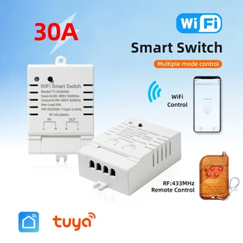 Tuya Smart Wifi Switch DIY Таймер + Пульт Дистанционного Управления Wifi Беспроводной Контроллер 30A Монитор Мощности кВт*ч Для Alexa Google Home