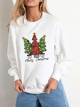 Трендовые свитшоты с рисунком дерева, милые повседневные свитшоты с графическим принтом, Рождественская модная одежда, Новогодняя женская одежда, Пуловеры