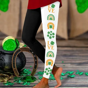 Женские брюки для йоги, Облегающие брюки в День Святого Патрика, Женская спортивная одежда, Джоггеры для бега трусцой в Ирландский национальный день С рисунком Зеленого Клевера