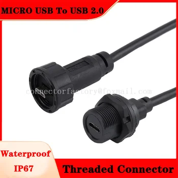 Резьбовой Разъем MICRO USB К USB 2.0 Водонепроницаемый IP67 Штекерная Розетка Для Установки На Плате ПК С Кабельной Вилкой