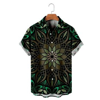 Мужская гавайская футболка с 3D-принтом Datura Flowers, модная рубашка Y2K Hombre, повседневная пляжная одежда оверсайз 17