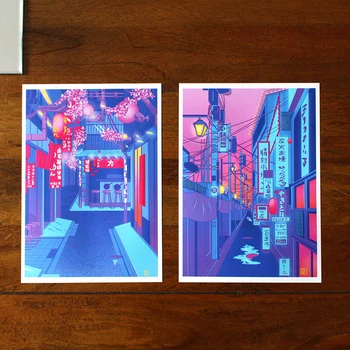 Фотоискусственный плакат Токио, уличный пейзаж ночного города, технология рисования на холсте, настенная картина для украшения дома, украшения комнаты