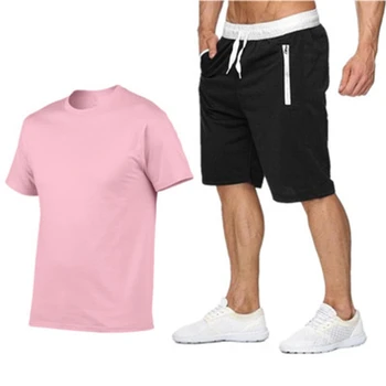 2022 Лето из хлопка и конопли 2021, комплект из двух предметов, мужская футболка с коротким рукавом, укороченный топ PWC