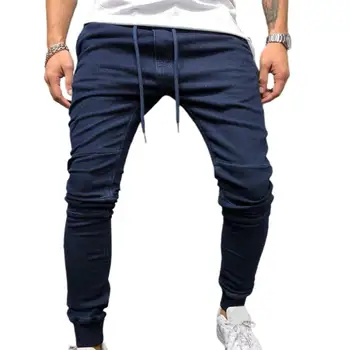 Модные мужские джинсы, эластичные универсальные мягкие длинные джинсовые брюки со средней талией