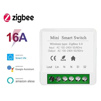 Tuya 16A ZigBee Smart Switch Power Monitor Модуль DIY Таймер Реле Автоматизации Работы С Alexa Google Yandex Alice Smart Life