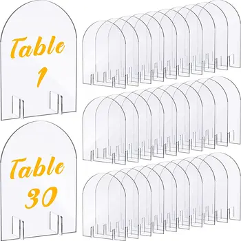 5 Комплектов номеров свадебных столов Пустые акриловые номера столов для свадебных знаков и держателей с прозрачными арочными номерами столов