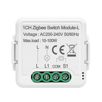 Без нейтрального модуля Tuya Zigbee 3.0 Smart Light Mini Switch 1 2 3 Банды, Поддержка Домашнего Ассистента через Zigbee2mqtt Alexa Google Home