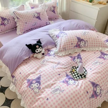 Cinnamoroll Kuromi My melody Hello Kitty, простой мультяшный принт в корейском стиле, дышащее одеяло из чистого хлопка, наволочка