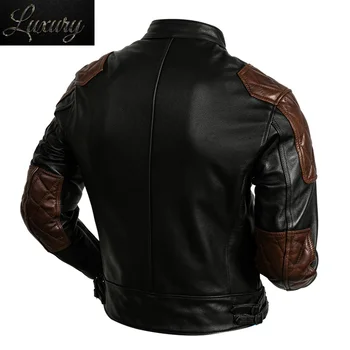 Мужские мотоциклетные кожаные куртки, куртка из воловьей кожи, мужская натуральная одежда, классическая байкерская одежда, мужское пальто