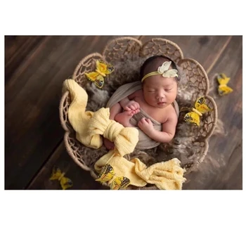 Очаровательный реквизит для фотосессии новорожденных, прекрасная кружевная подушка для позирования и повязка на голову с цветами для детской фотосъемки