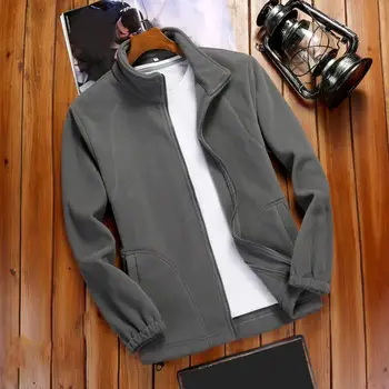 Мужское пальто однотонного цвета, утепленные зимние пальто для мужчин, мягкие теплые куртки с воротником-стойкой, застежка-молния для придания мягкости.