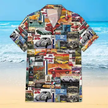 Автомобили 50-х годов, Мужская Гавайская рубашка с 3D-принтом для отдыха-shirt Style 4