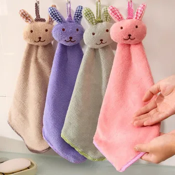 Подвесной Кролик, Коралловое Бархатное полотенце, детское полотенце для рук, Мультяшное животное, Плюшевый Кролик, Мягкое Подвесное полотенце для вытирания новорожденных