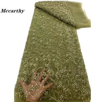 Роскошные бусины Mccarthy, кружево в Африканском стиле 2023, Высококачественная ткань с пайетками ручной работы 5 ярдов, Нигерия Для вечернего платья