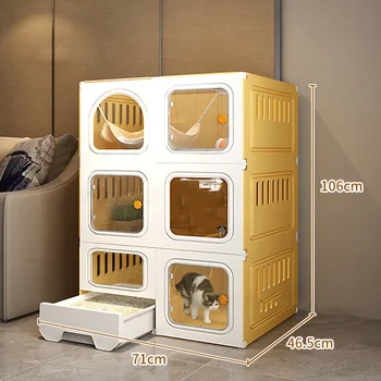 Прозрачные клетки для кошек, гостиная, внутренний ящик для кошачьего туалета, встроенный кошачий домик, кошачий забор, кошачий шкаф с закрытым туалетом, кошачья вилла