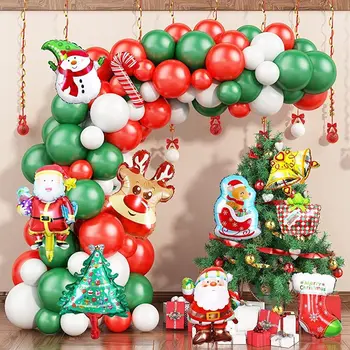 87 шт. Красно-зеленый Рождественский шар, арка, Гирлянда, Новогодний мини-Рождественский декор из воздушных шаров, Navidad Baby Shower, детские игрушки, Рождественские принадлежности